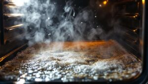 Forno incrostato: il vapore con bicarbonato che scioglie il grasso in 20 minuti